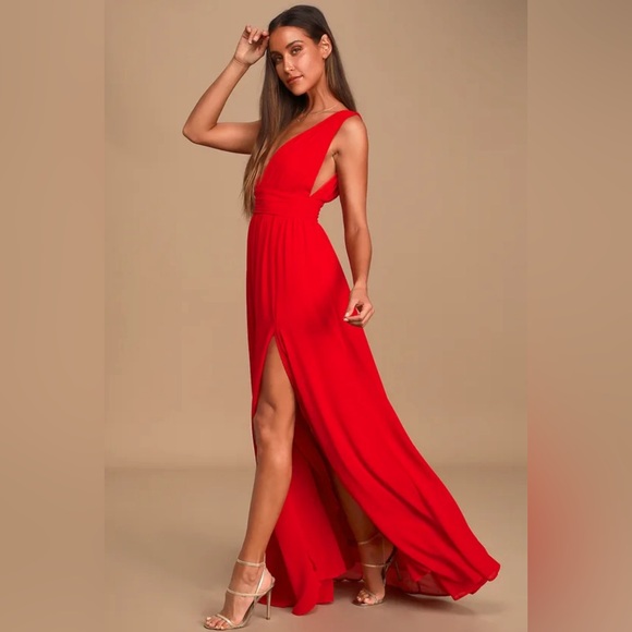 Lulus style is Heavenly Hues Red Maxi Dress, size S,🤦‍♀️🤦‍♀️🤷‍♀️ - Picture 2 of 7